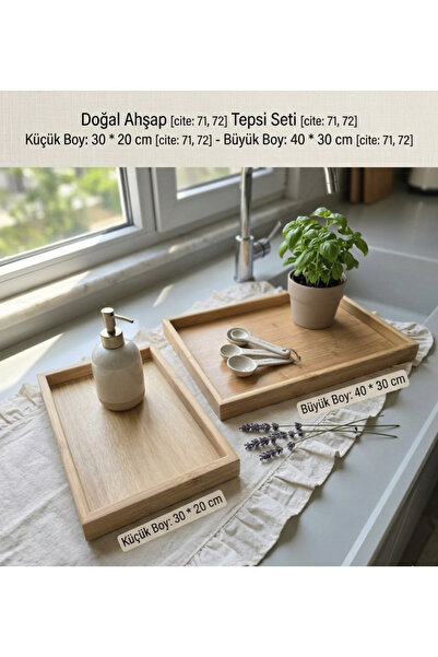 Berina home Bambu Tarzı Ahşap Tepsi Seti - İkili Tepsi Set - Sunum Tepsisi 2 ...