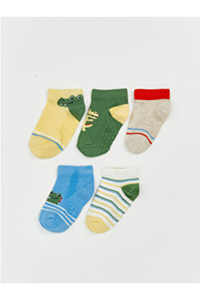 LC Waikiki Yellow Printed Baby Boy Booties Socks 5-Pack