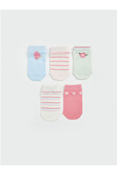 LC Waikiki Blue Floral Baby Girl Booties Socks 5-Pack