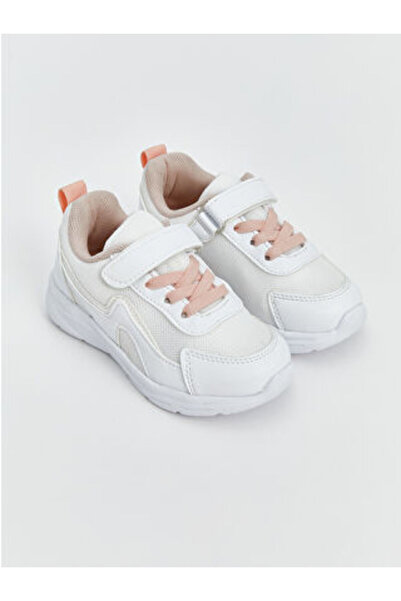 LC Waikiki Baby Girl Sneakers with White Laces and Velcro