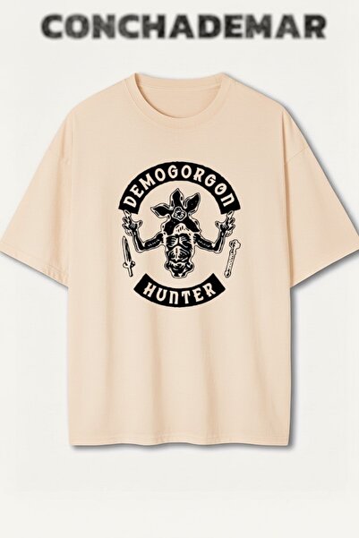 Vordevia Stranger Things Demogorgon Printed Premium Oversized Cotton Lu T-Shirt