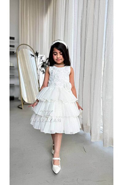 Warazan Girls' layered evening dress with a bow at the back