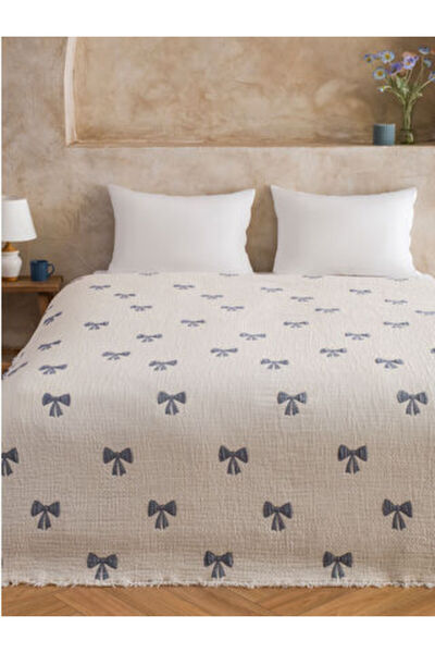 LC Waikiki Mixed Bow Printed Double Bedspread