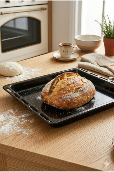 Homerest Black Enamel Rectangular Baking Tray, Modern Bohemian Design Cake, P...