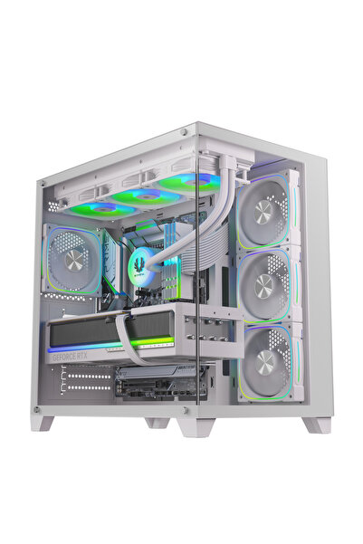 BitFenix Polii White 850W 80+ Bronze PSU 4X120mm FRGB Fan ATX Temperli Cam Be...