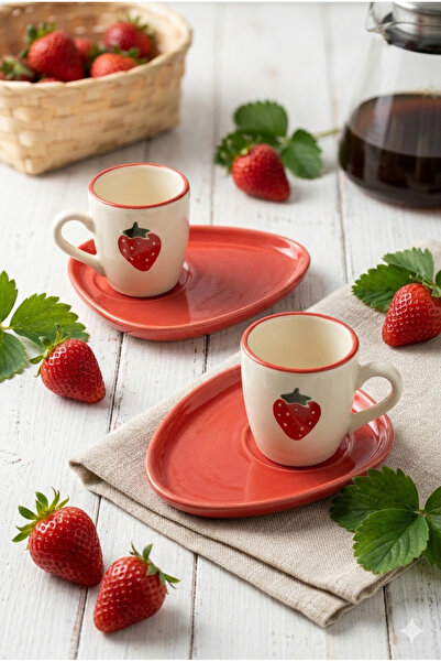 Homerest Set of Patterned Fruit and Figure 2 Ceramic Coffee Cups, Colorful De...