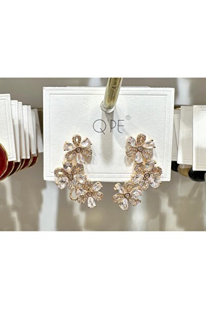 GLOW ACCESSORIES BAE Qpe Zircon Stone Stainless Steel Vip Flower Earrings