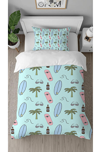 GREENDECOR Palmiye Colorful Patterned Digital Print Piece Design Bed Sheet Sı...