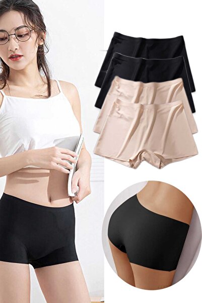 Mestore 4 Pieces Women's Seamless Invisible Non-Marking Mini Shorts Boxer Bla...