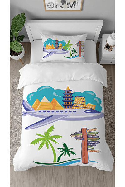 GREENDECOR Airplane World City Patterned Specially Designed with Digital Prin...