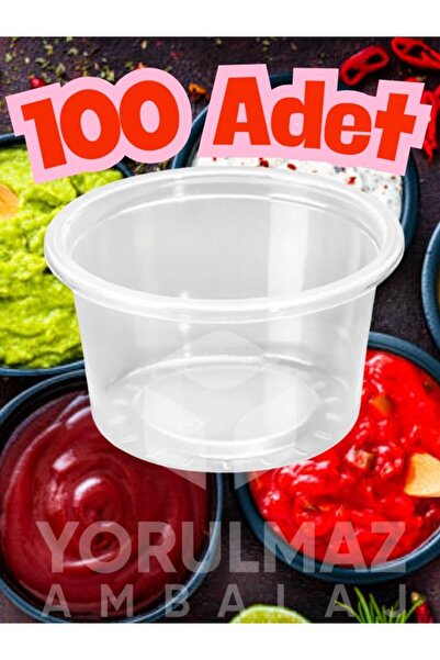 yorulmaz ambalaj 🥫 80 Cc Kapaksız Sos Kabı 100’lü – Şeffaf Plastik Tek Kulla...