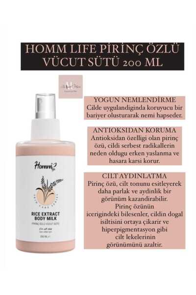 florevia rose organıc Homm Life Pirinç Özlü Vücut Sütü 200 Ml