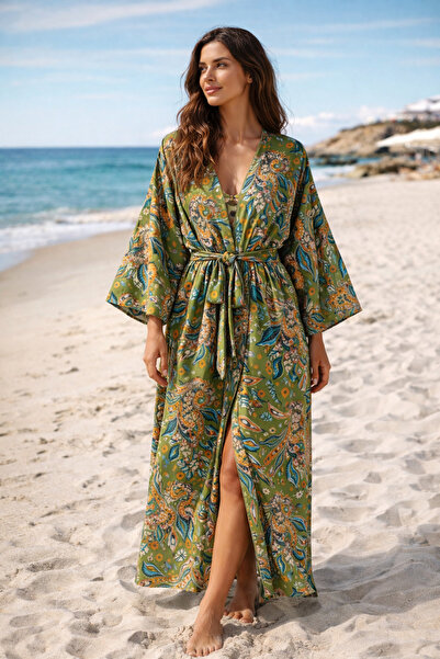 laviyonsa Kimono cu model etnic pentru plajă și uz zilnic bumbac 100% viscoză