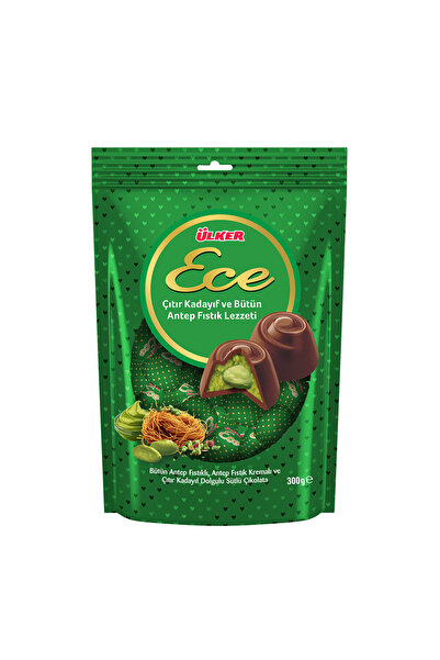 Ülker ECE İkramlık Çıtır Kadayıf ve Bütün Antep Fıstıklı Sütlü Çikolata - 300...