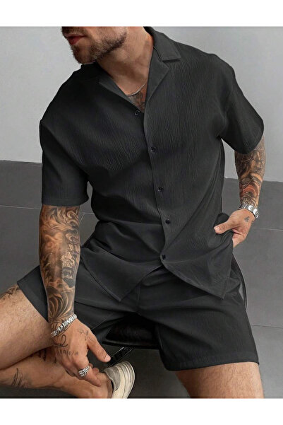 S&A DESIGN Bürümcük Krilkıl Fabric Summer Stretch Fabric Shorts-Shirt Set