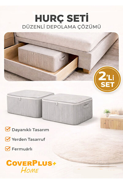 CoverPlus Antrasit Çizgili Çekyat ve Baza Altı Hurç Yorgan, Kıyafet, Eşya Sak...