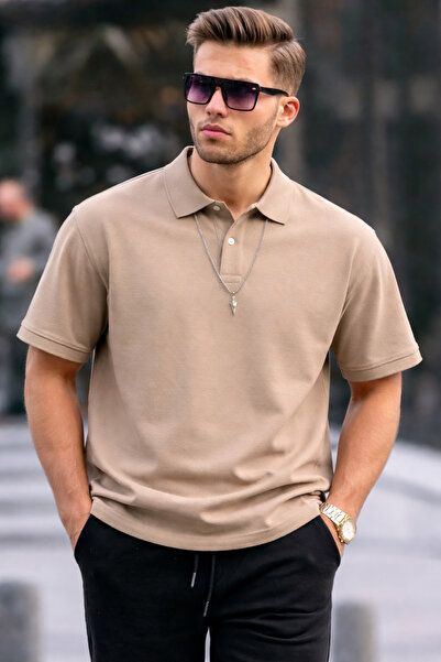 COMBİNE MİCHAİL Ανδρικό μπλουζάκι Basic Relax Cream με λαιμόκοψη Polo