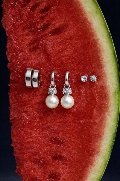 BALVORA VENTO KADIN ÇELİK 3'LÜ KÜPE SETİ RENK ATMAZ