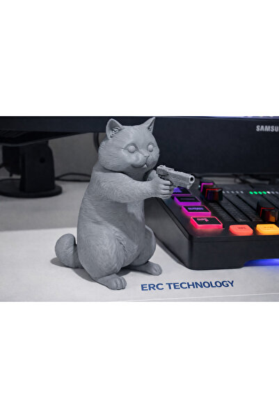 ERCTECH 11 cm Cat Gangster Kedi Figürü – Masaüstü Dekor, Ofis & Gaming Oda Ak...