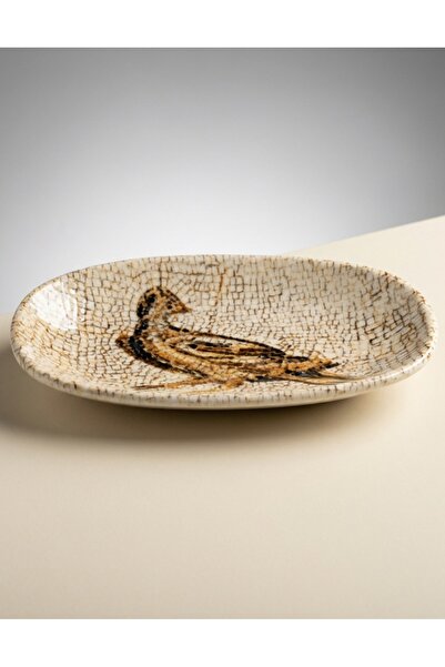 LAVİNİA Bonna Mezopotamya Kuş Vago Gourmet Oval Kayık Tabak 15*8.5 95 cc-Reçe...