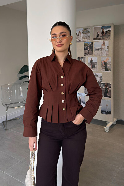 MAGARDE Strukirano Košulja sa zlatnim dugmadima - SMEĐA