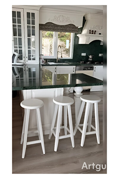 ÇALIK Masif Ahşap Tabure – Doğal Ahşap Sağlam Mutfak & Balkon Taburesi 70cm E...