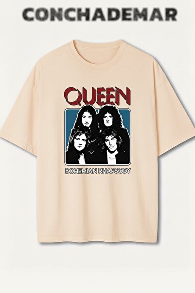 Vordevia تي شيرت كوين مطبوع بريميوم كبير الحجم مكون من قطن قطع