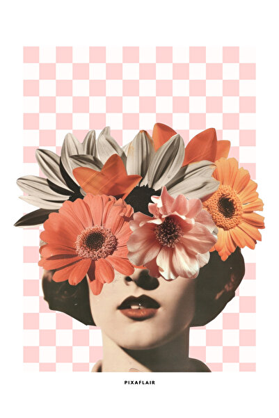 Pixaflair - Retro Woman1 - Tablo - Çerçevesiz Dekor Poster