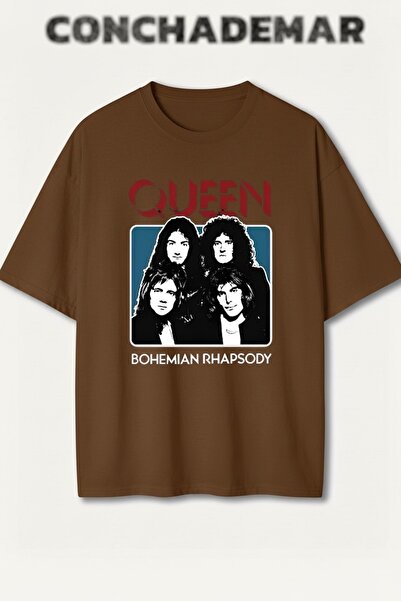 Vordevia تي شيرت كوين مطبوع بريميوم كبير الحجم مكون من قطن قطع