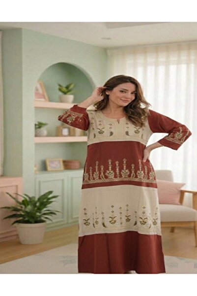 BRK Women's long-sleeved shirt with layered floral embroidery in an elegant b...