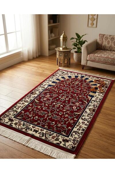 MADA سجادة "المحراب الملكي" – باللون الأحمر الخمري والزخارف الإسلامية سماكة 4 m