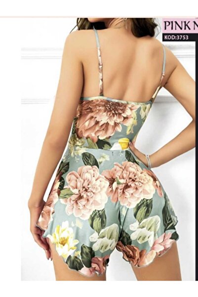 PİNKNİGHT Yeşil Çiçekli Dantelli Fantezi Gecelik Tulum