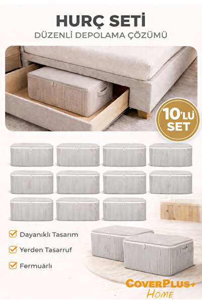 CoverPlus Antrasit Çizgili Çekyat ve Baza Altı Hurç Yorgan, Kıyafet, Eşya Sak...