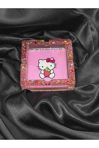 RESINO Hello Kitty Temalı Simli Pembe Epoksi Küllük – El Yapımı Dekoratif ve ...