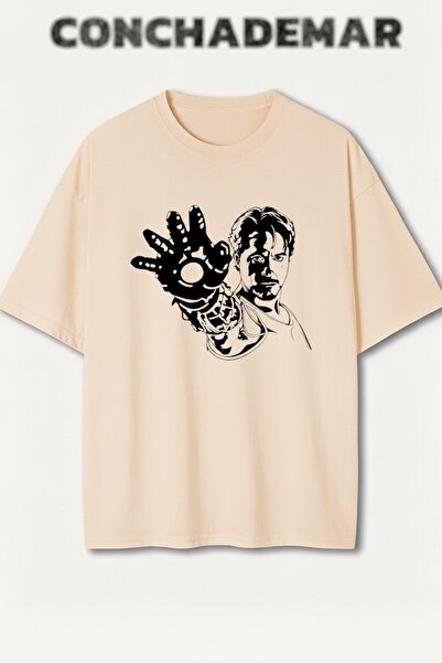 Vordevia Iron Man Printed Premium Oversized Cotton Lu T-Shirt