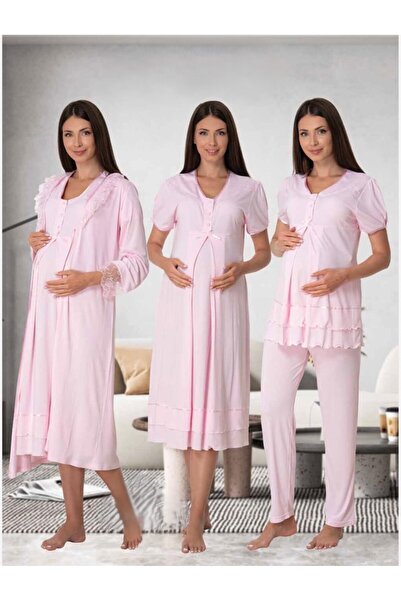 Lohusa Homewear Γυναικεία κοντομάνικα ρούχα σε σκόνη Δαντέλα Λεπτομερή καλοκα...