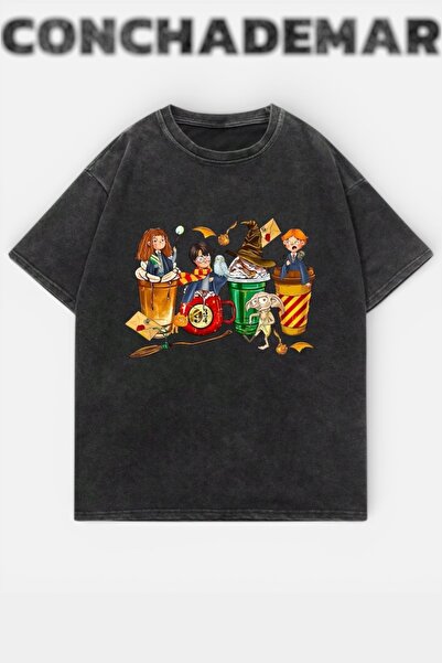 Vordevia Buildings Design cu imprimeu Washed supradimensionat tricou Unisex V...