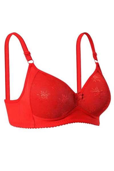 Mestore Silicone Recovery Lace Wire-Free Bra Red
