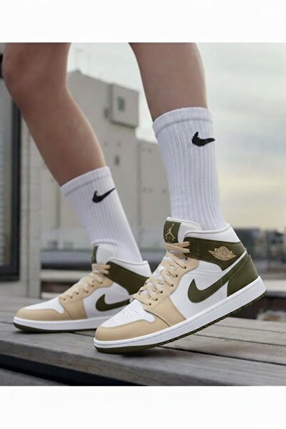 Nike Air Jordan 1 Mid Unisex Spor Ayakkabısı 64BQ72-120 ( SPORTİKS ) DAR KALI...