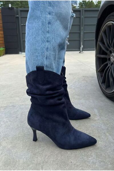 I Love Shoes Veluxe Women's Heeled Boots Navy Blue Suede