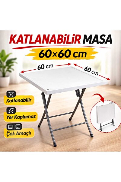 Moemi Katlanır Masa Balkon 60×60 Kamp Piknik Çalışma İçin Pratik Katlanır Mas...