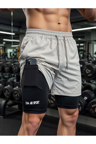 Demente Pantaloni scurți 2 în 1 cu buzunar pentru telefon, suport pentru pros...