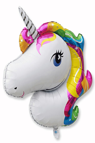 Bunloon Unicorn At Kafası Folyo Balon Renkli Doğum Günü Parti Süsleme Dekorasyon