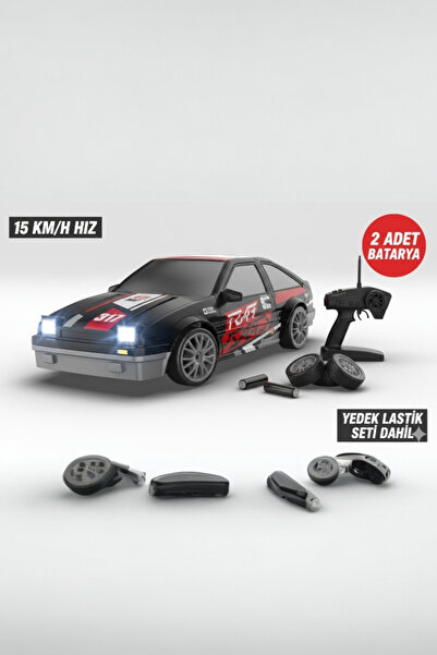 Globemart Profesyonel 1:24 RC Drift Arabası - Yedek Lastik Setli Uzaktan Kuma...