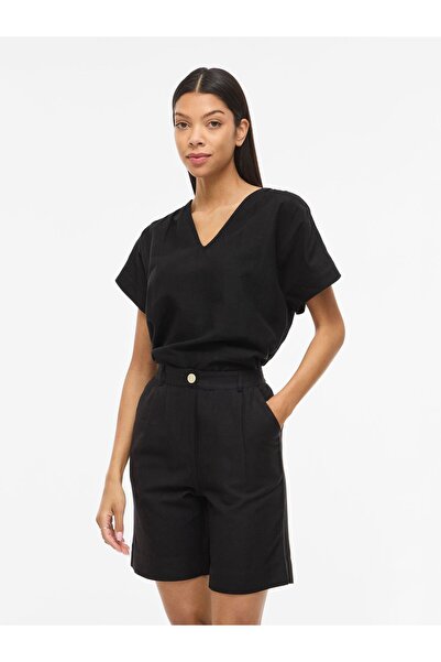 VILA Oberteil mit kurzen Ärmeln VIPRISILLA V-Ausschnitt