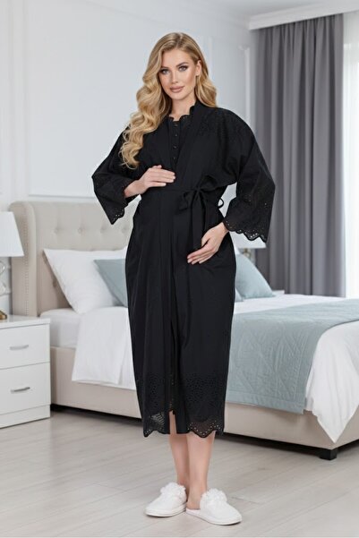 Lohussa Yeni Sezon Siyah Keten Fistolu Yazlık %100 Pamuk Kısa Kol Tasarım Ham...