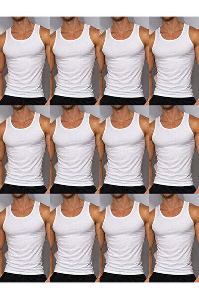 SÜSEN LİNGERİE 12 Pcs Men's Combed Cotton Tank Tops, Men's Underwear, Men's D...