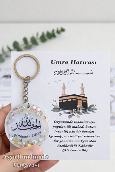 SEYVAYA Hac Umre Hediyelik Anahtarlık Kartlı Jelatinli Elhamdulillah Yazılı E...