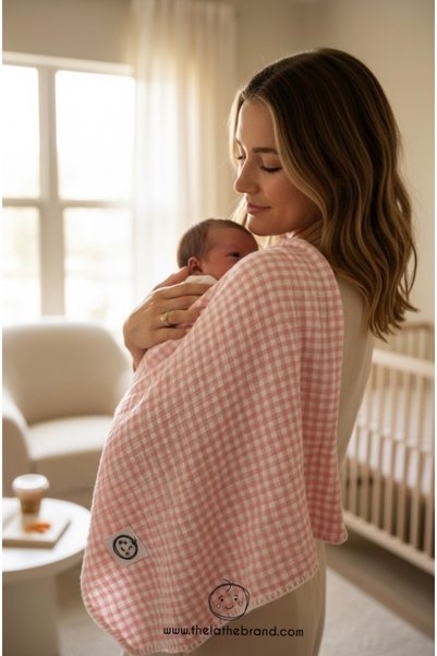 THELAKIDS Pink Gingham Desen Çoban Dikiş Detaylı Çift Kat Müslin Bebek Örtüsü