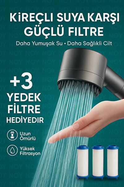 özgürce Yedek Filtreli Duş Başlığı Seti, Klor ve Kireç Önleyici, Yüksek Basınçlı